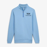 Youth Peter Millar Blue Cadillac Championship Perth Sugar Stripe Performance Quarter-Zip Pullover