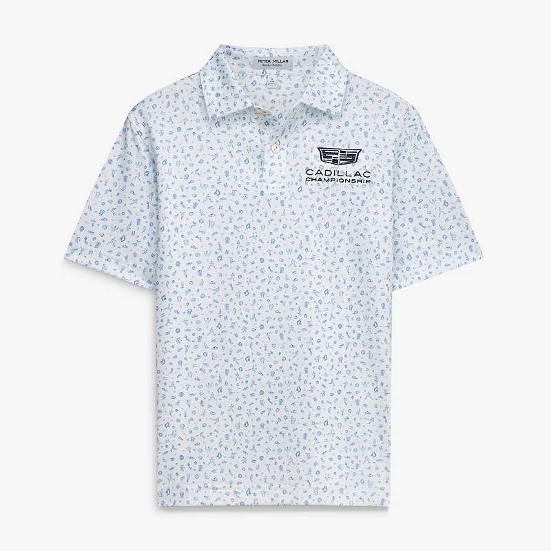 Youth Peter Millar White Cadillac Championship Goalie Performance Jersey Polo