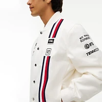 Men's Tommy Hilfiger White Cadillac F1 Team Red, and Blue Full-Snap Replica Jacket