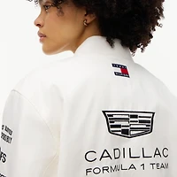 Men's Tommy Hilfiger White Cadillac F1 Team Red, and Blue Full-Snap Replica Jacket
