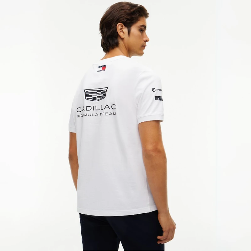 Men's Tommy Hilfiger White Cadillac F1 Team Red, and Blue Replica T-Shirt