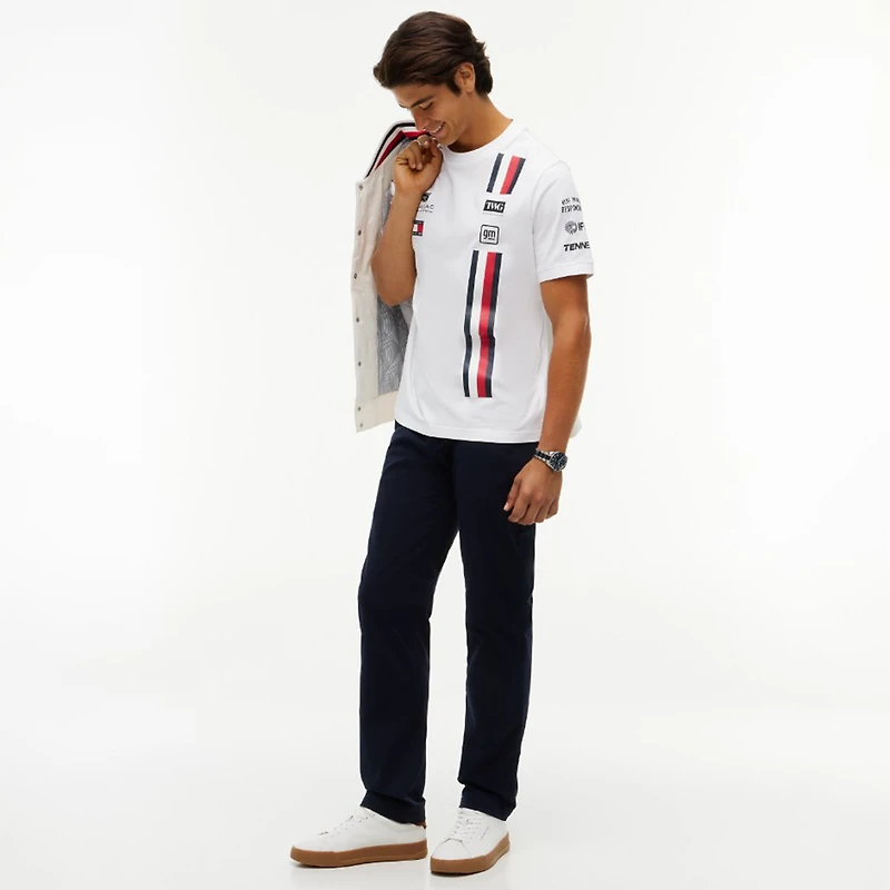 Men's Tommy Hilfiger White Cadillac F1 Team Red, and Blue Replica T-Shirt