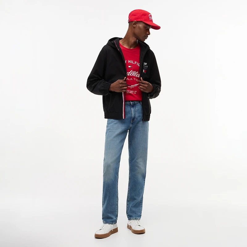 Coupe-vent à capuche zippé noir Tommy Hilfiger x Cadillac F1 Team pour homme