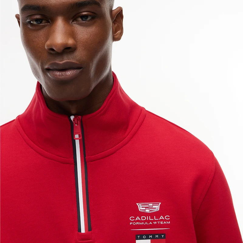 Men's Tommy Hilfiger x Cadillac F1 Team Red Quarter-Zip Logo Sweatshirt