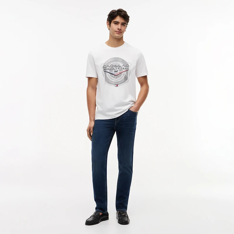 Men's Tommy Hilfiger x Cadillac F1 Team White Tire Graphic T-Shirt