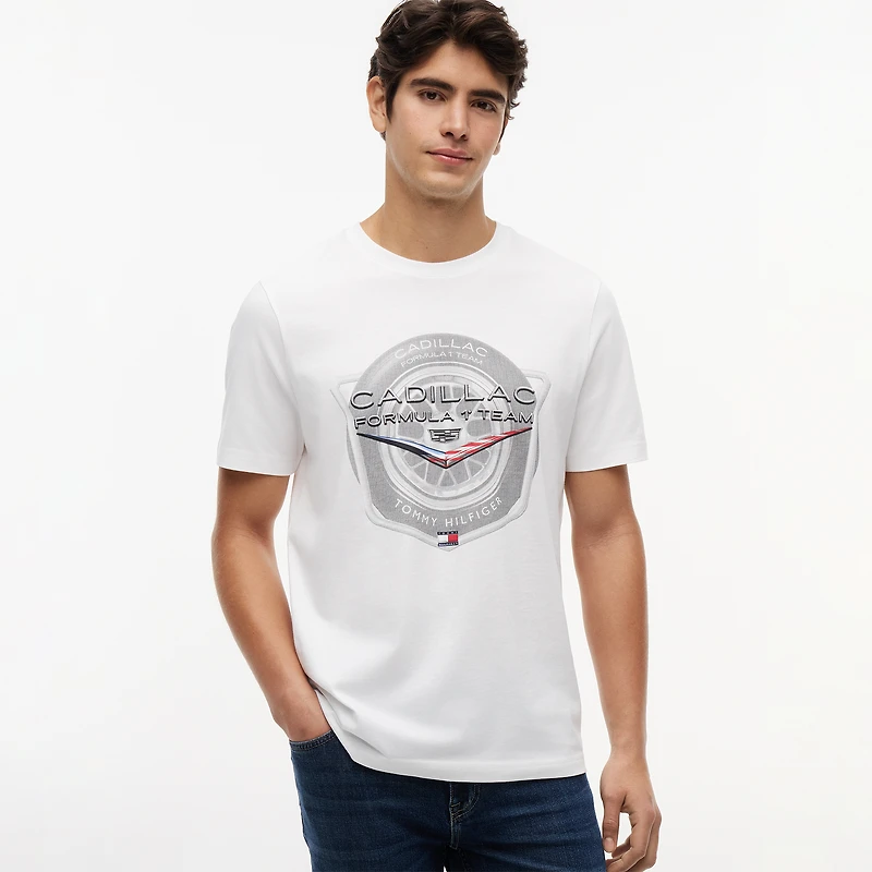 T-shirt Tommy Hilfiger x Cadillac F1 Team pour homme, motif pneu blanc
