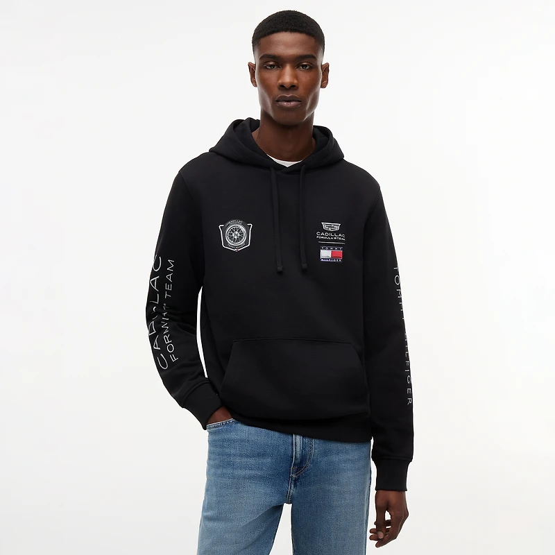 Unisex Tommy Hilfiger Black Cadillac F1 Team Racing Graphic Hoodie