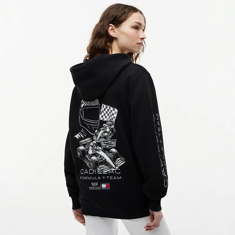 Unisex Tommy Hilfiger Black Cadillac F1 Team Racing Graphic Hoodie