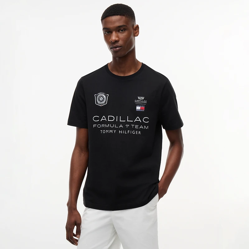 Unisex Tommy Hilfiger Black Cadillac F1 Team Racing Graphic T-Shirt