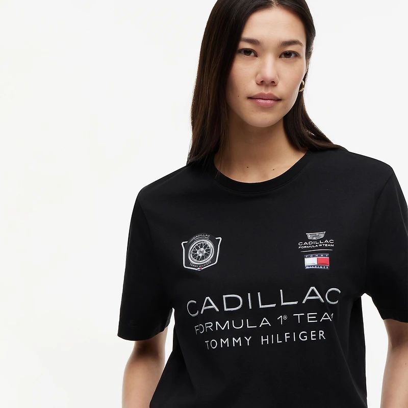 Unisex Tommy Hilfiger Black Cadillac F1 Team Racing Graphic T-Shirt