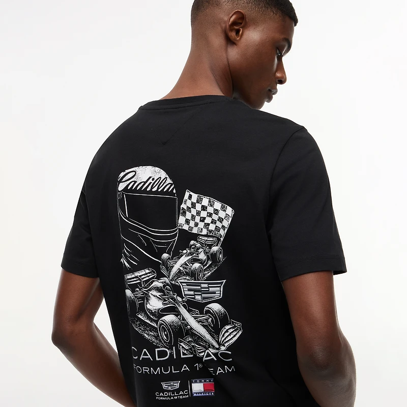 Unisex Tommy Hilfiger Black Cadillac F1 Team Racing Graphic T-Shirt