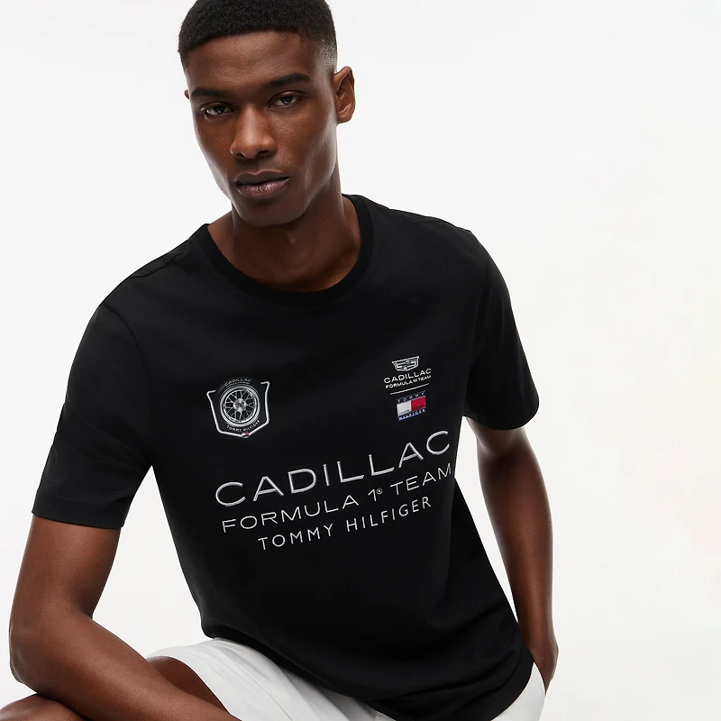 Unisex Tommy Hilfiger Black Cadillac F1 Team Racing Graphic T-Shirt