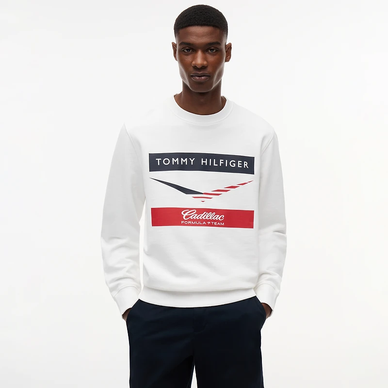 Unisex Tommy Hilfiger White Cadillac F1 Team Chevron Sweatshirt