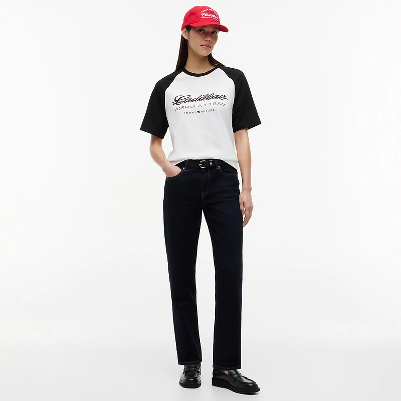 Unisex Tommy Hilfiger White Cadillac F1 Team Script Raglan Sleeve T-Shirt