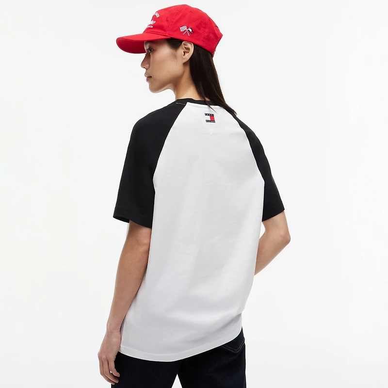 Unisex Tommy Hilfiger White Cadillac F1 Team Script Raglan Sleeve T-Shirt