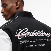 Unisex Tommy Hilfiger x Cadillac F1 Team Black Full-Snap Varsity Bomber Jacket
