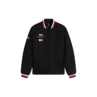 Unisex Tommy Hilfiger x Cadillac F1 Team Black Full-Zip Replica Stripe Bomber Jacket