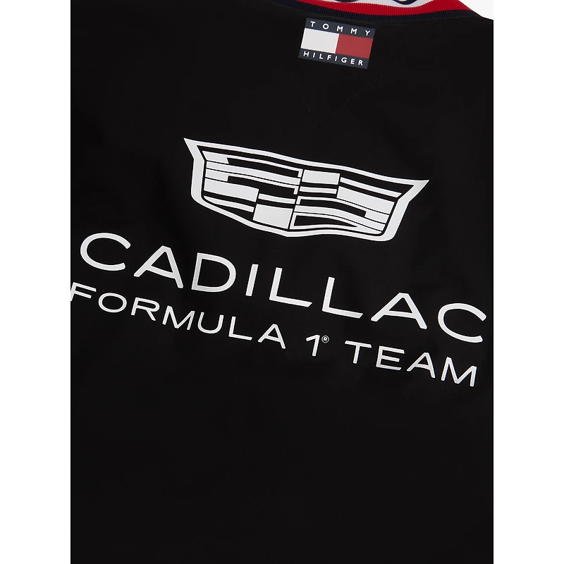 Unisex Tommy Hilfiger x Cadillac F1 Team Black Full-Zip Replica Stripe Bomber Jacket