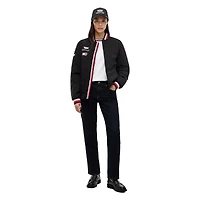 Unisex Tommy Hilfiger x Cadillac F1 Team Black Full-Zip Replica Stripe Bomber Jacket