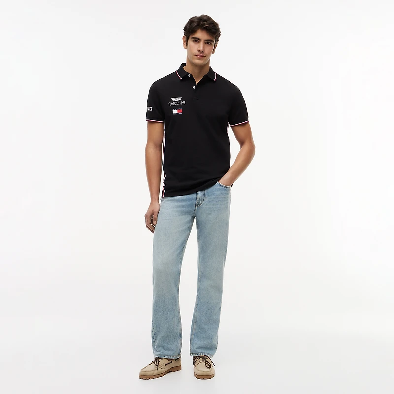 Polo unisexe Tommy Hilfiger x Cadillac F1 Team noir réplique