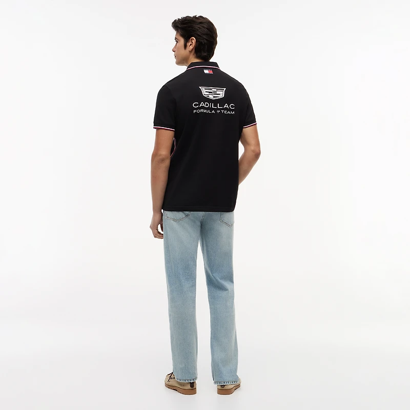 Polo unisexe Tommy Hilfiger x Cadillac F1 Team noir réplique