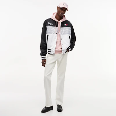 Unisex Tommy Hilfiger x Cadillac F1 Team White Miami Full-Snap Varsity Bomber Jacket