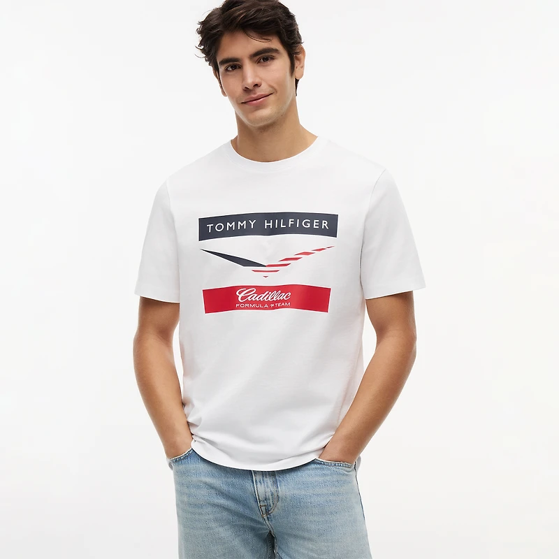Unisex Tommy Hilfiger x Cadillac F1 Team White Chevron Logo T-Shirt
