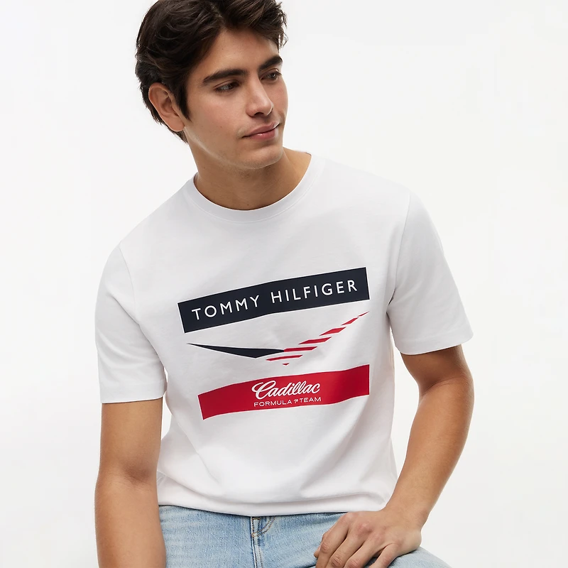 Unisex Tommy Hilfiger x Cadillac F1 Team White Chevron Logo T-Shirt