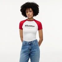 Women's Tommy Hilfiger White Cadillac F1 Team Script Raglan Sleeve T-Shirt