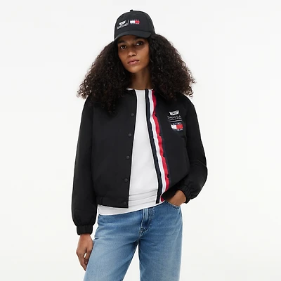 Women's Tommy Hilfiger x Cadillac F1 Team Black Logo Coach Full-Snap Jacket