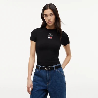 Women's Tommy Hilfiger x Cadillac F1 Team Black Logo Fitted T-Shirt