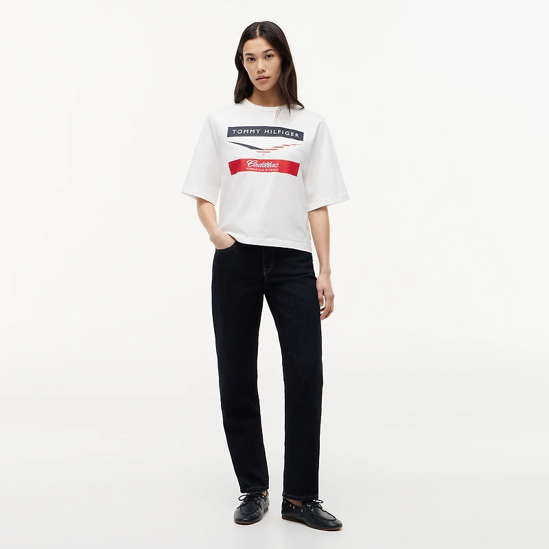 Women's Tommy Hilfiger x Cadillac F1 Team White Boxy Chevron T-Shirt