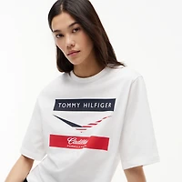Women's Tommy Hilfiger x Cadillac F1 Team White Boxy Chevron T-Shirt