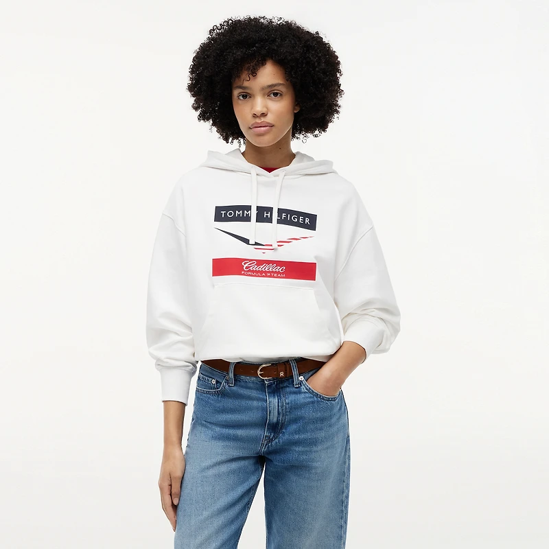 Women's Tommy Hilfiger x Cadillac F1 Team White Chevron Hoodie