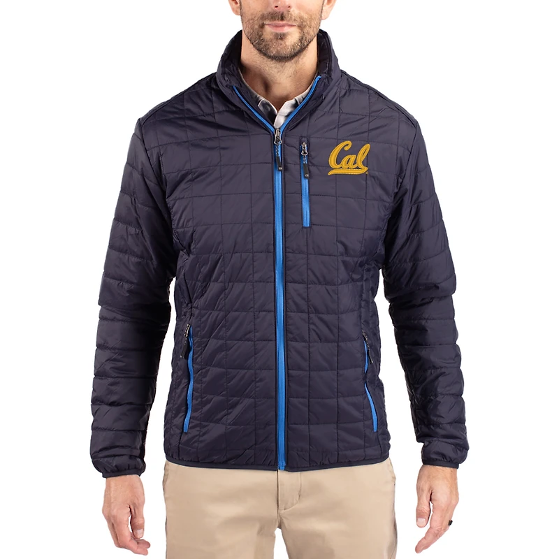 Men's Cutter & Buck Navy Cal Bears Rainier Eco Insulated PrimaLoft Full-Zip Puffer Jacket
