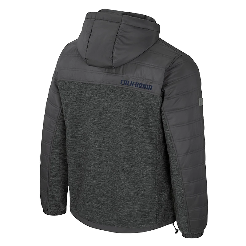 Men's Colosseum Charcoal Cal Bears Nightman Full-Zip Hoodie Puffer Jacket