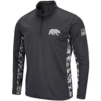 Men's Colosseum Charcoal Cal Bears OHT Military Appreciation Digital Camo Lightweight Quarter-Zip Pullover