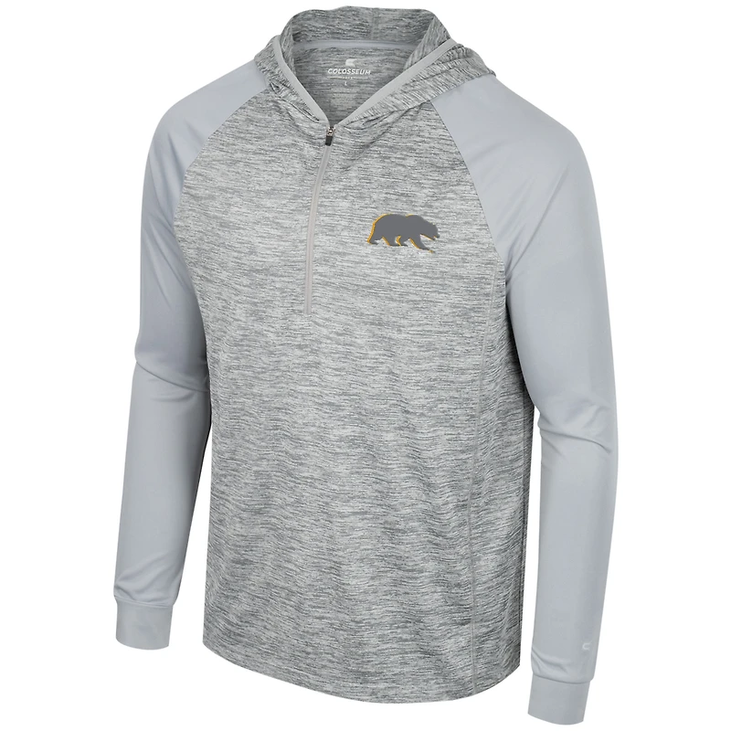 Men's Colosseum Gray Cal Bears Cybernetic Raglan Quarter-Zip Hooded Top