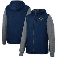 Men's Colosseum Navy/Charcoal Cal Bears Course Herringbone Full-Zip Hoodie