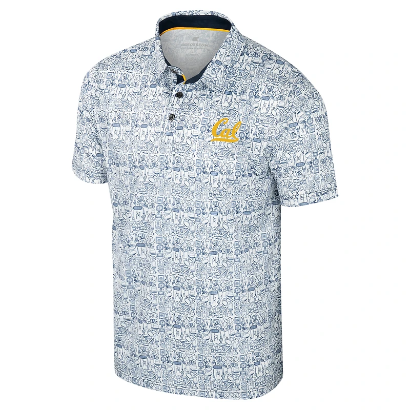Men's Colosseum Navy Cal Bears It's Time! Allover Print Polo