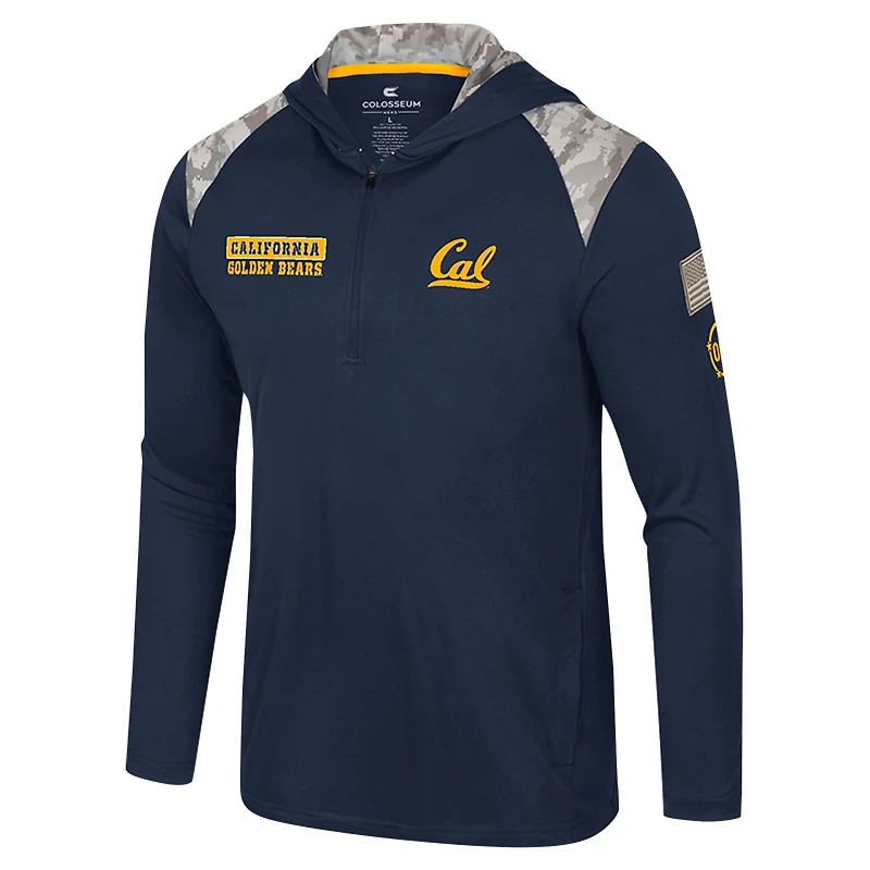 Men's Colosseum Navy Cal Bears OHT Military Appreciation Quarter-Zip Hoodie Jacket