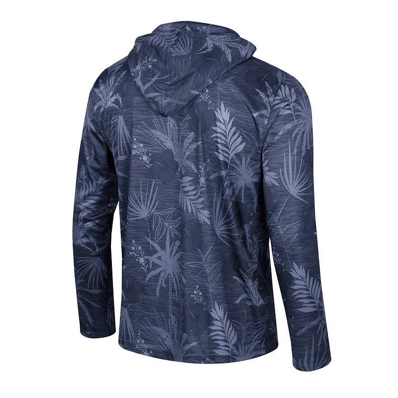Men's Colosseum Navy Cal Bears Palms Printed Lightweight Quarter-Zip Hooded Top