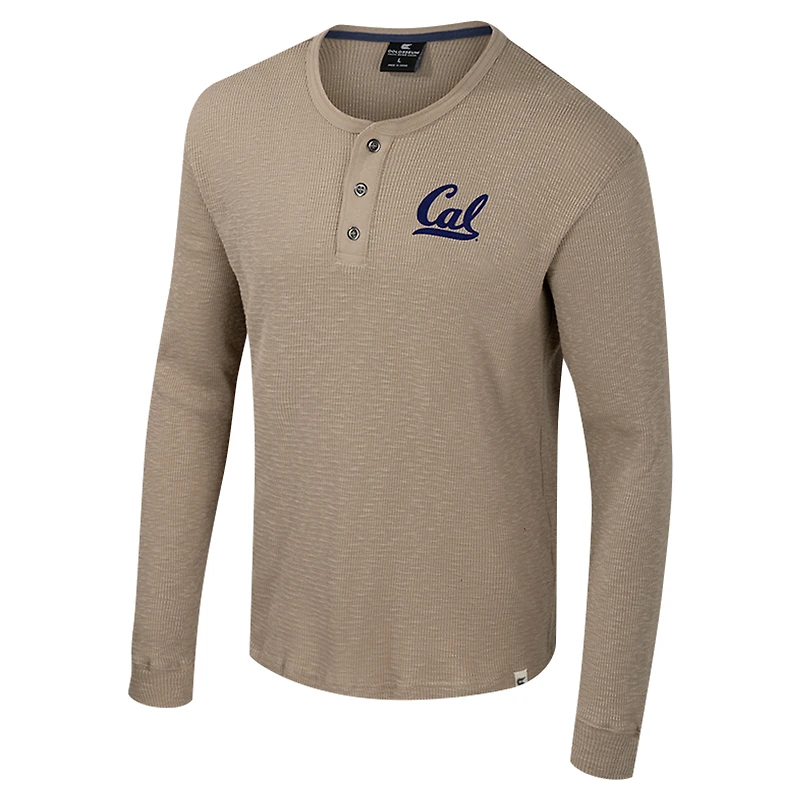 Men's Colosseum  Tan Cal Bears Great Outdoors Henley Long Sleeve Shirt