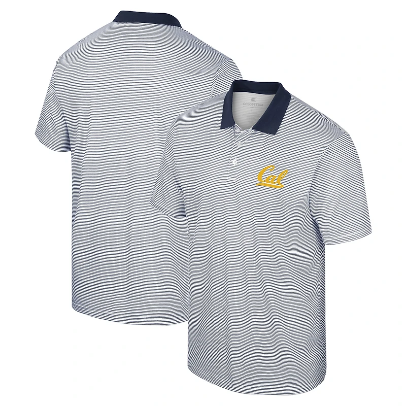 Men's Colosseum White/Navy Cal Bears Print Stripe Polo