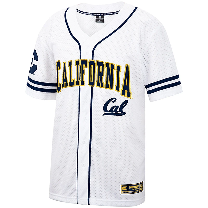 Maillot de baseball boutonné en maille Free Spirited Colosseum White Cal Bears pour hommes