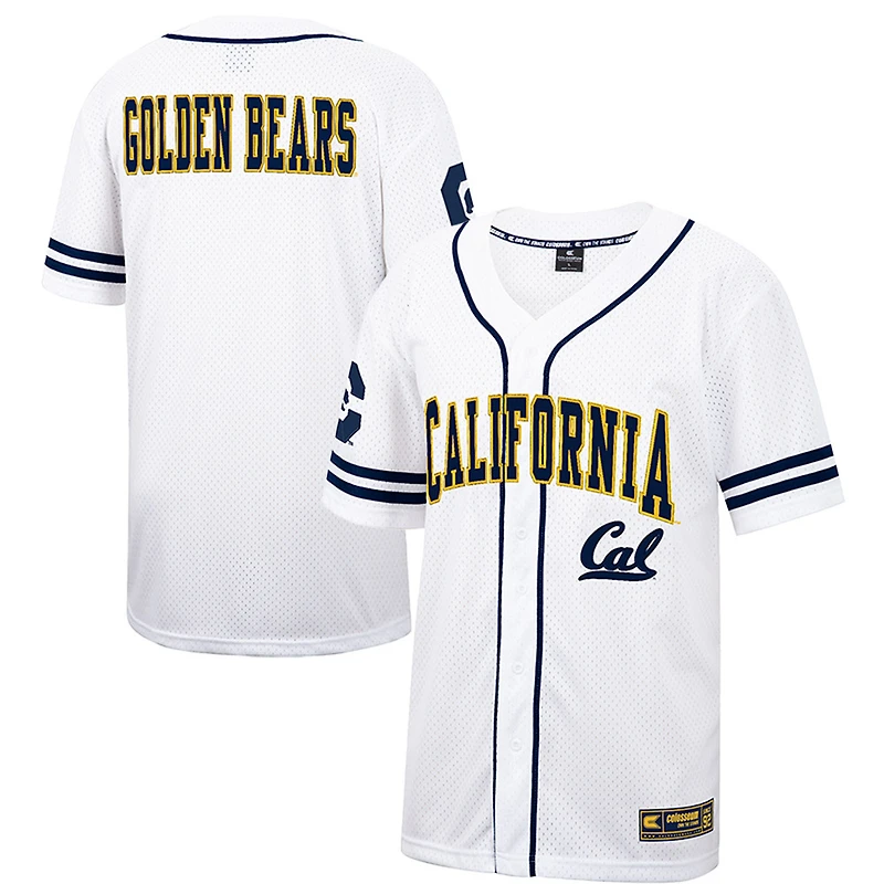Maillot de baseball boutonné en maille Free Spirited Colosseum White Cal Bears pour hommes