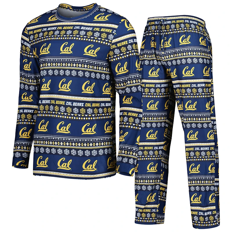 Ensemble de nuit pour homme Concepts Sport Navy Cal Bears Swivel avec haut à manches longues et pantalon