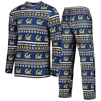 Ensemble de nuit pour homme Concepts Sport Navy Cal Bears Swivel avec haut à manches longues et pantalon