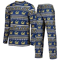 Ensemble de nuit pour homme Concepts Sport Navy Cal Bears Swivel avec haut à manches longues et pantalon