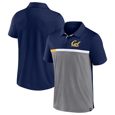 Polo Fanatics pour hommes bleu marine/gris chiné Cal Bears Split Block Color